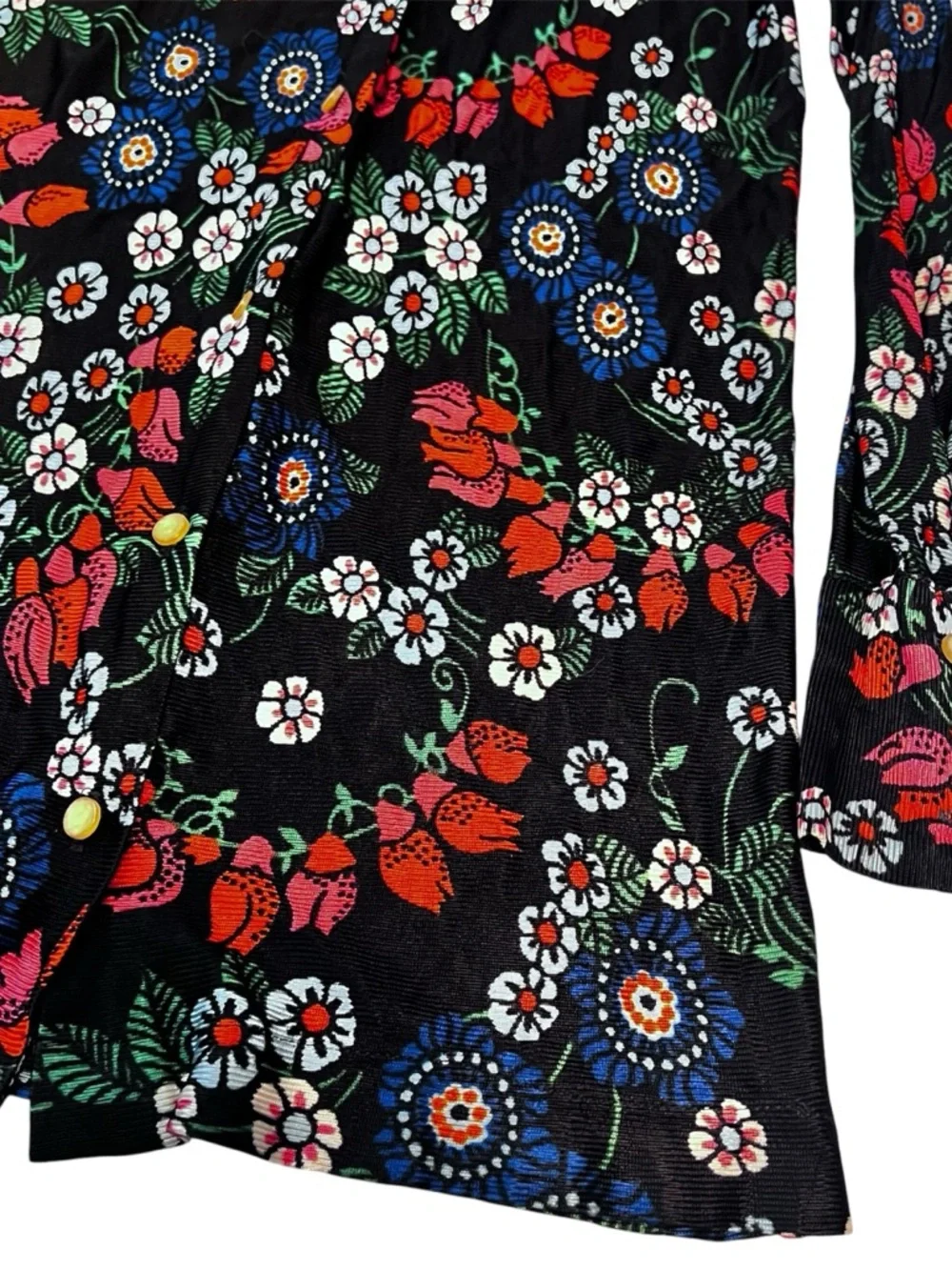 Vintage Floral Button Front Dress Collared Ribbed Union Label‎ Kids